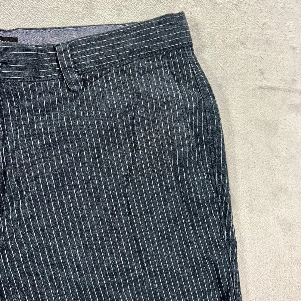 BANANA REPUBLIC Aiden Shorts Mens 32 Blue Pinstripe Linen Cotton 8in Summer